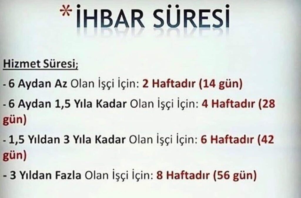 İHBAR SÜRELERİ