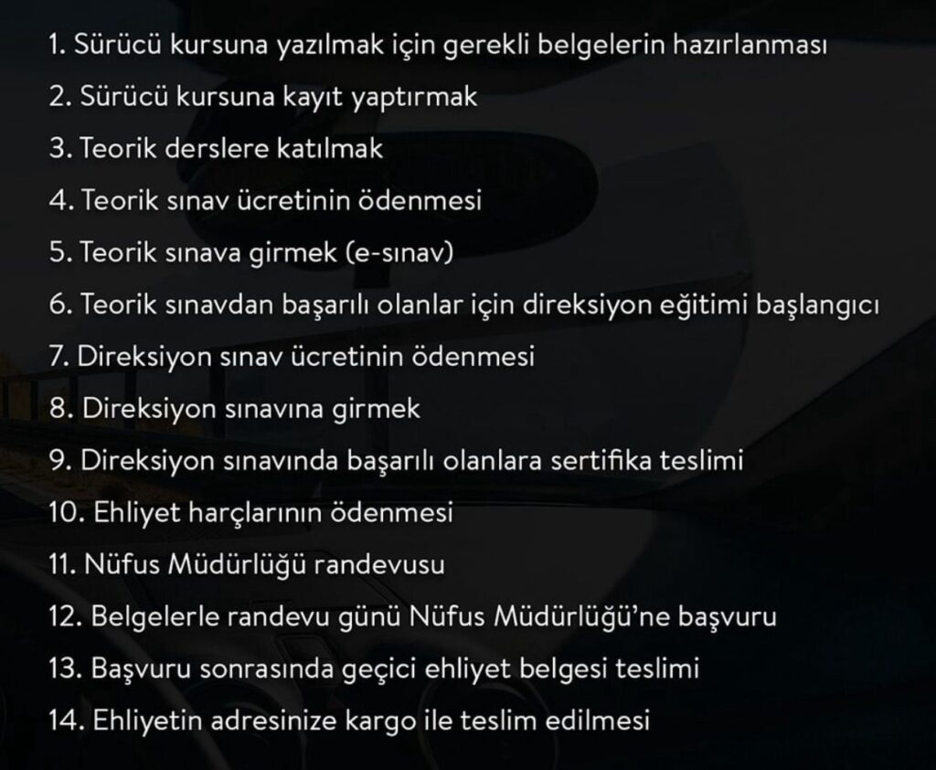 ehliyet alma süreci